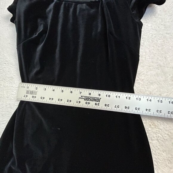 Jessica McClintock Gunne Sax Black Velvet Off-Shoulder Mini Dress 5/6 Stretch - Picture 7 of 8